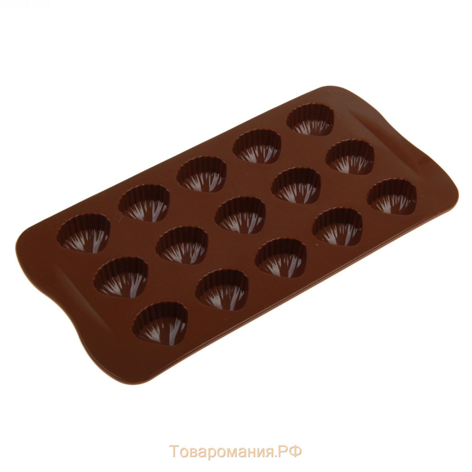 Форма для конфет и шоколада «Ракушки», силикон, 20,5×10,5 см, 15 ячеек (2,7×2,4 см), цвет коричневый