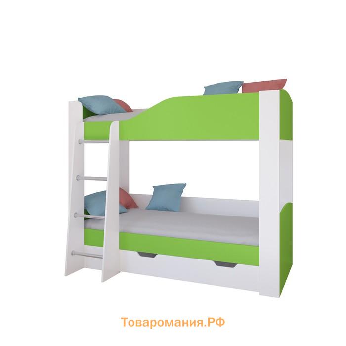 Детская двухъярусная кровать «Астра 2», цвет белый / салатовый