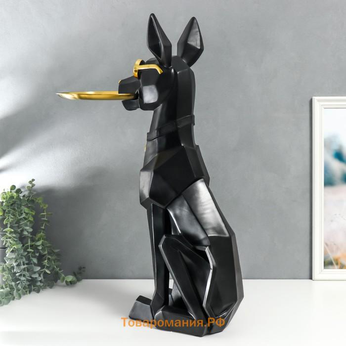 Сувенир полистоун подставка 3D "Чёрный пёс в очках" d=26 см 77х26х20 см