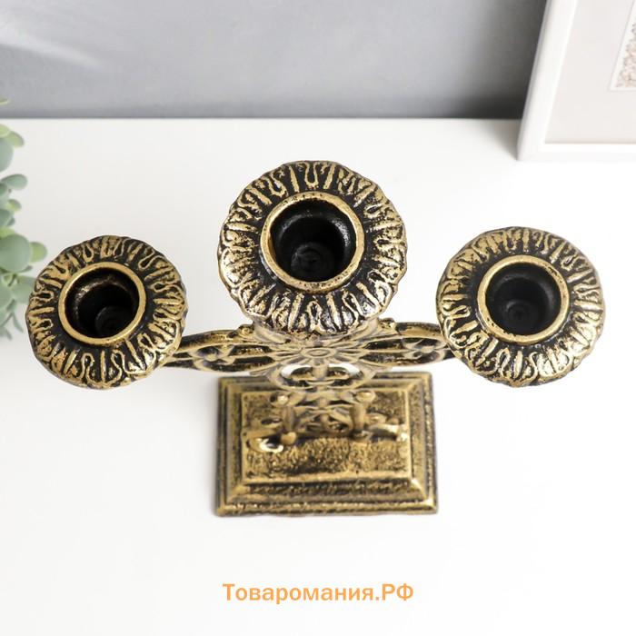 Металлический подсвечник на 3 свечи «Канделябр. Кельт», чугун, золотая патина 33×9×24 см