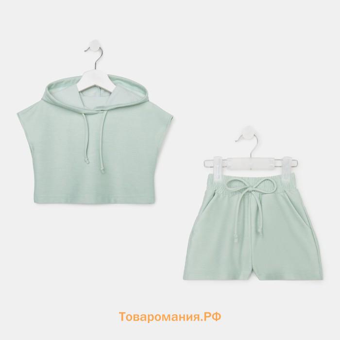 Комплект для девочки (топ, шорты) MINAKU: Casual Collection цвет оливковый, рост 110