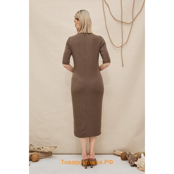 Платье женское, размер 56, цвет коричневый