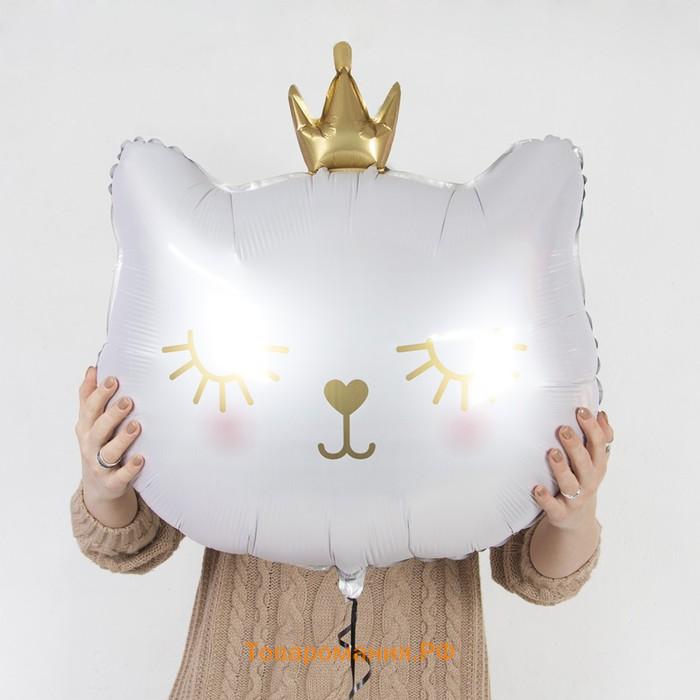 Шар фольгированный 26" «Котёнок принцесса», 1 шт., фигура, цвет белый