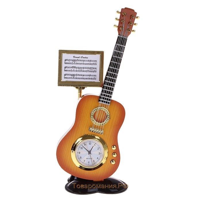 Часы настольные фигурные "Гитара с пюпитром", дискретный ход, d-3 см, 19 х 8 см, AG5