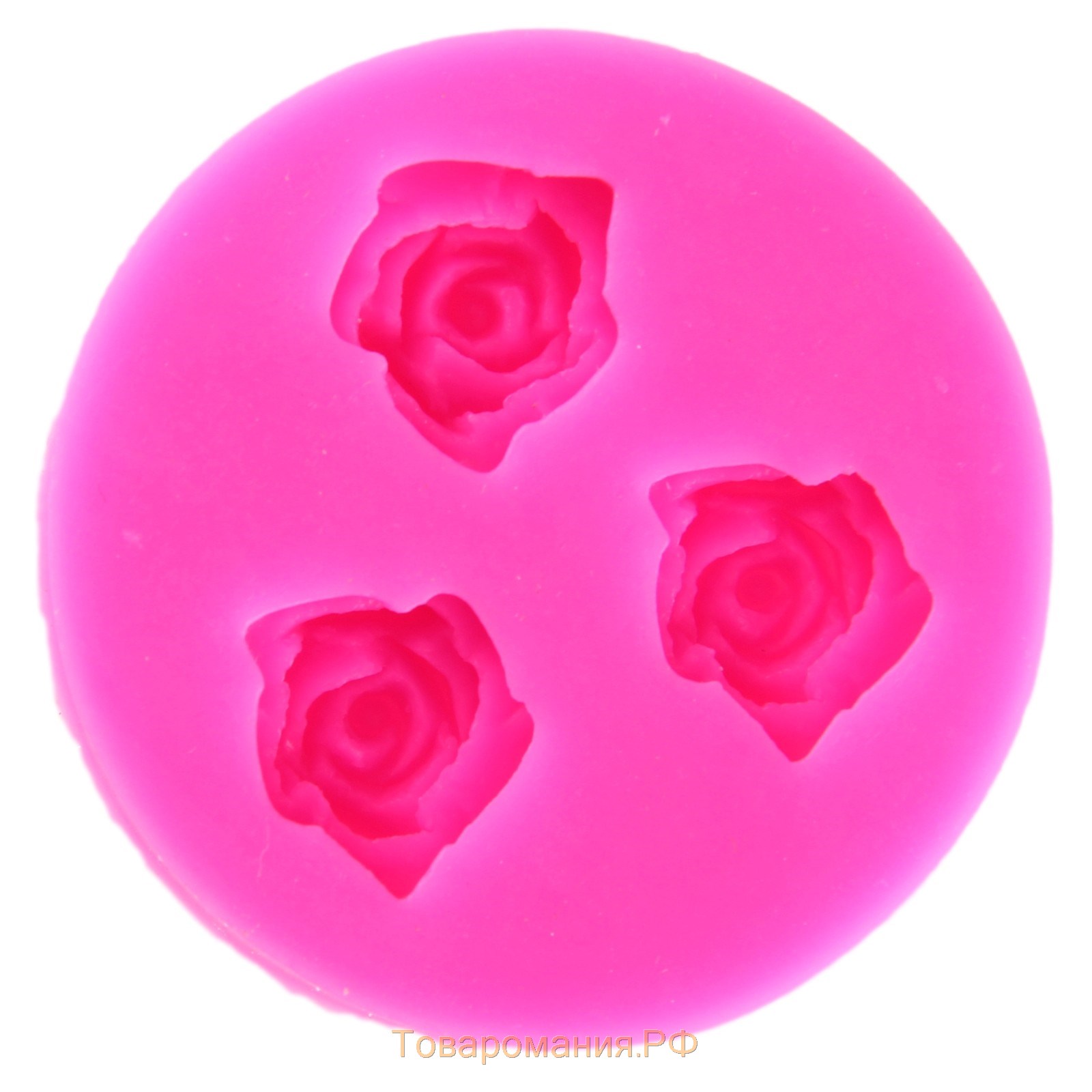 Молд «Три малых розы», силикон, 4,5 см, цвет розовый