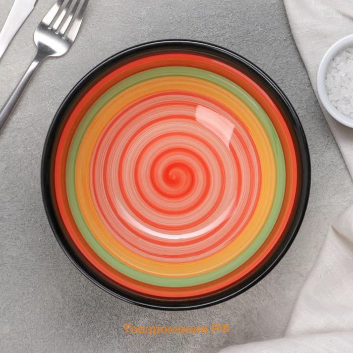 Салатник керамический «Индия», 1 л, d=18, цвет оранжевый