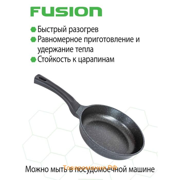 Сковорода Fusion FP2000L, с крышкой, антипригарное покрытие, d=20 см, цвет чёрный