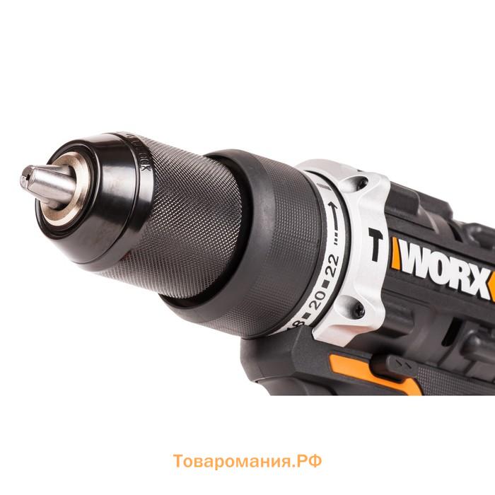 Дрель-шуруповерт ударная аккумуляторная WORX WX352, 20 В, 60 Нм, 2x2 Ач, кейс