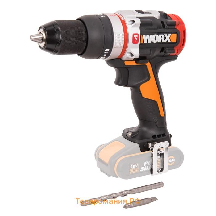 Дрель-шуруповерт ударная аккумуляторная WORX WX354.9, 20 В, 60 Нм, без ЗУ и АКБ