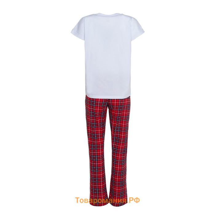 Комплект домашний женский «GOOD MORNING» (футболка/брюки), цвет белый/красный, размер 50