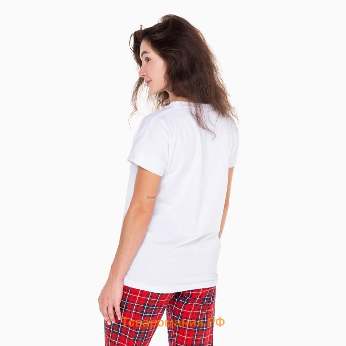 Комплект домашний женский «GOOD MORNING» (футболка/брюки), цвет белый/красный, размер 50