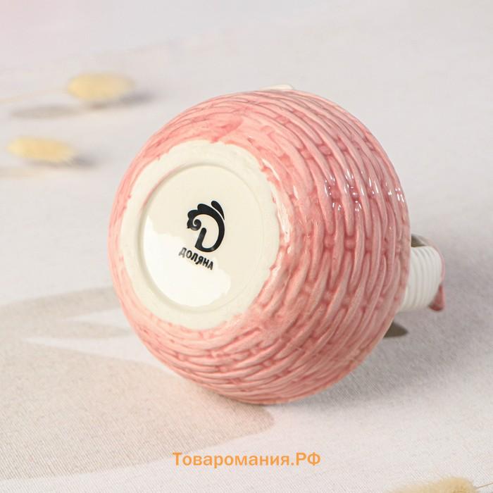 Конфетница «Зайка», 360 мл, 12,5×16 см, цвет розовый