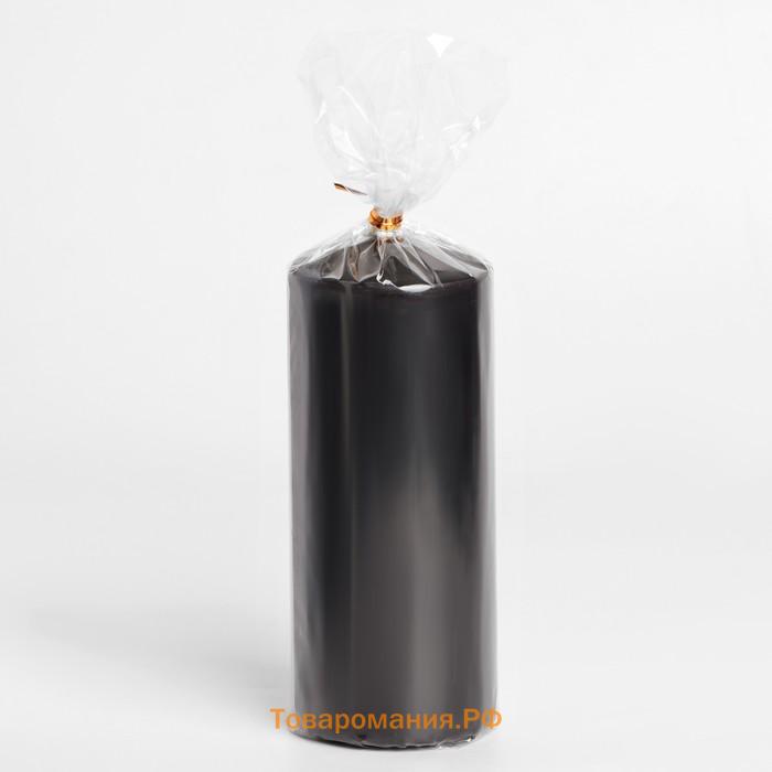 Свеча-цилиндр, 6х14 см, 350 г, 19 ч, чёрный