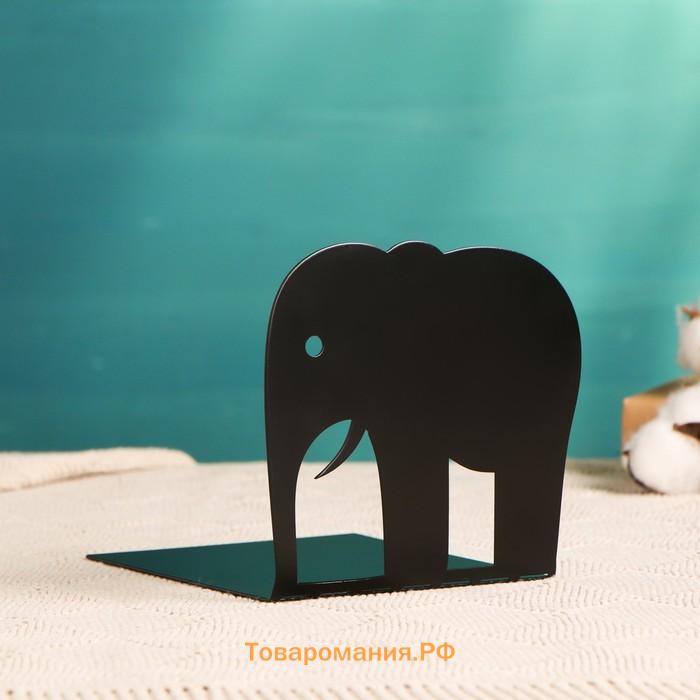 Ограничитель-подставка для книг "Слон" черный, 1шт