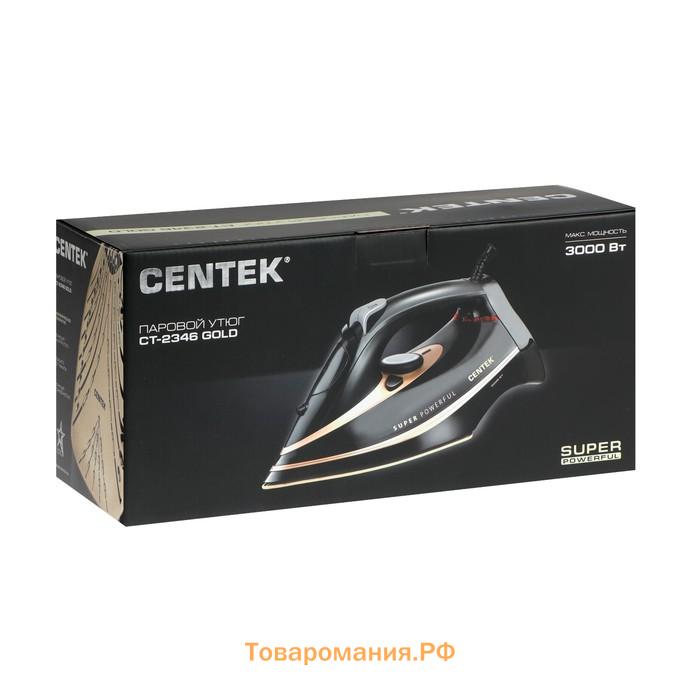 Утюг Centek CT-2346, 3200 Вт, керамика, 380 мл, капля-стоп, пар. удар, черно-золотистый