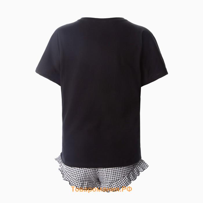 Комплект женский домашний (футболка/шорты), цвет чёрный, размер 54