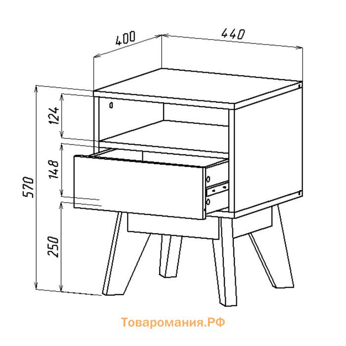 Тумба «Хелен 2203.М1», 440 × 400 × 570 мм, цвет дуб вотан / бетон чикаго