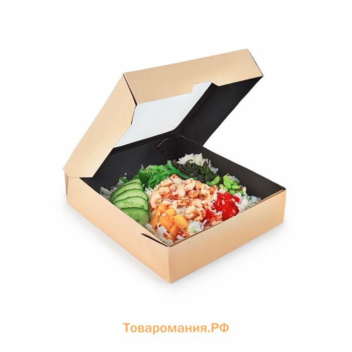 Контейнер на вынос, чёрный вельвет, 20×20×4.5 см, 1500 мл