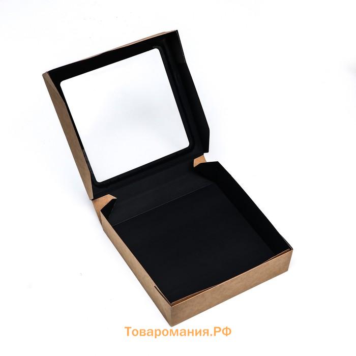 Контейнер на вынос, чёрный вельвет, 20×20×4.5 см, 1500 мл