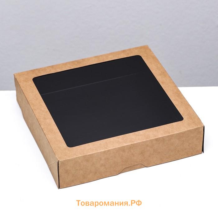 Контейнер на вынос, чёрный вельвет, 20×20×4.5 см, 1500 мл