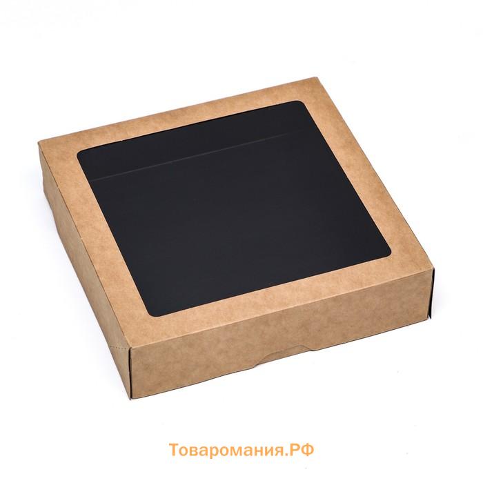 Контейнер на вынос, чёрный вельвет, 20×20×4.5 см, 1500 мл