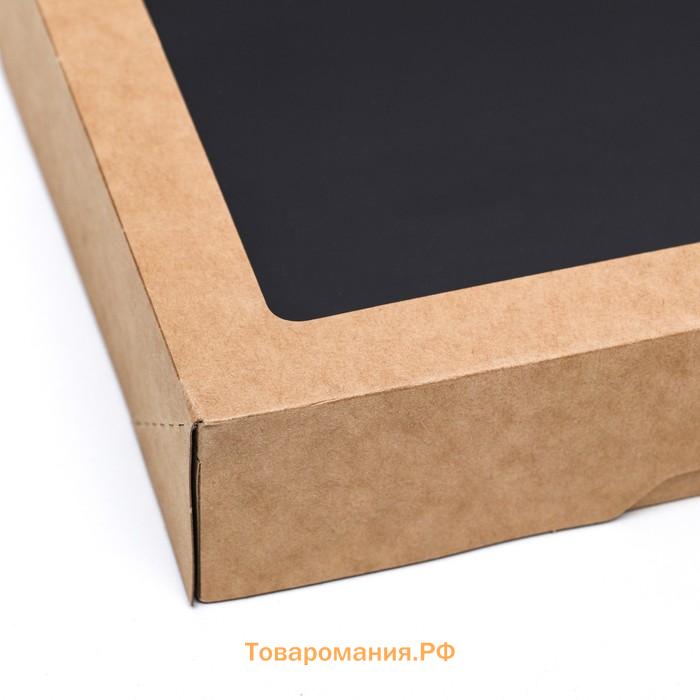 Контейнер на вынос, чёрный вельвет, 20×20×4.5 см, 1500 мл