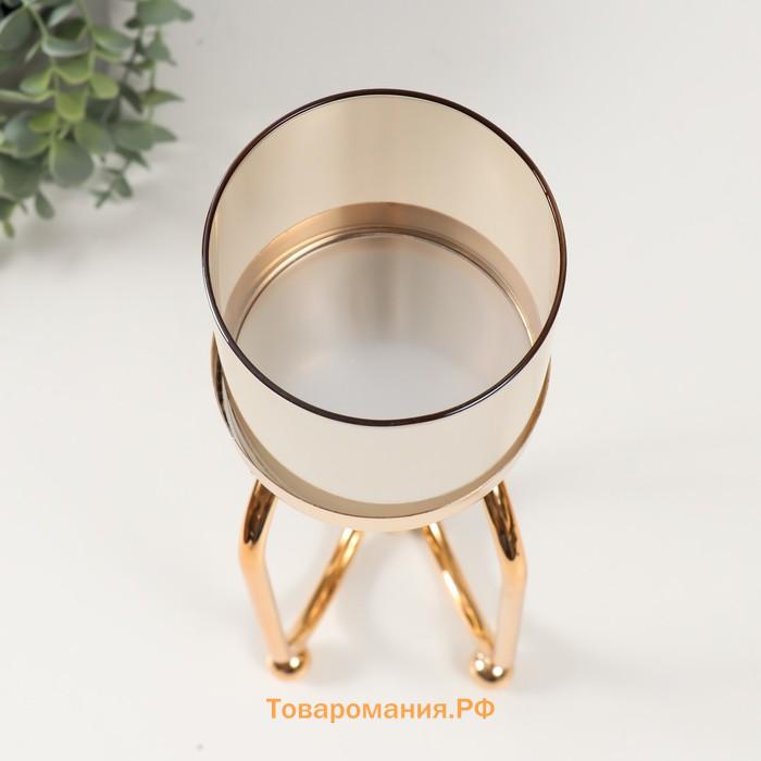 Подсвечник металл «Тициния», золото, d=4.5 см, 11×11×40 см