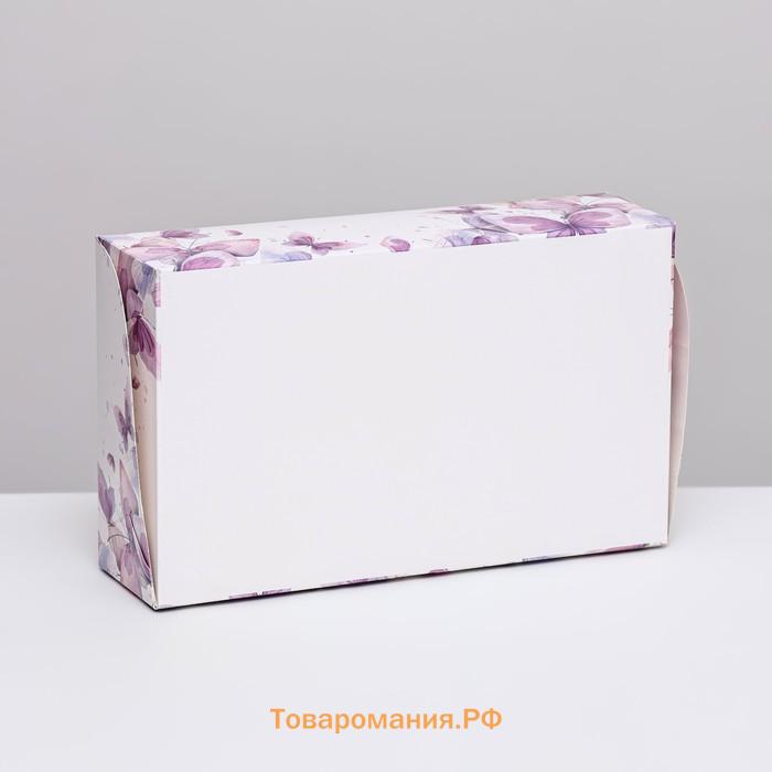 Коробка складная с окном под зефир «Пастельные бабочки», 25×15×7 см