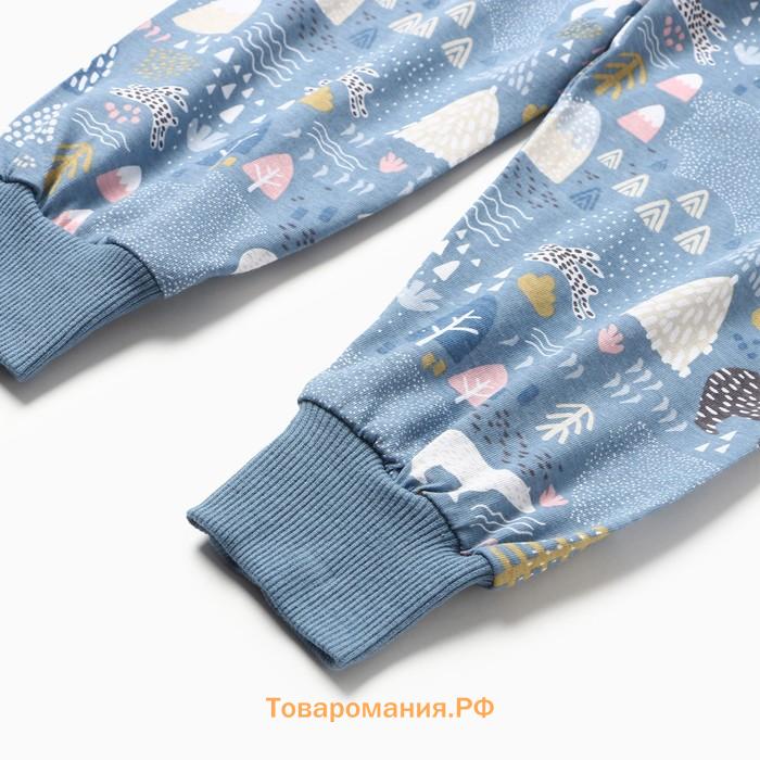 Пижама для мальчика, рост 110 см, серая/индиго