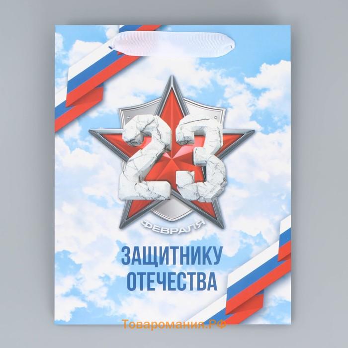 Пакет подарочный ламинированный вертикальный, упаковка, «С 23 февраля», MS 18 х 23 х 10 см