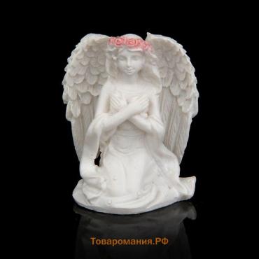 Сувенир полистоун "Ангел-девушка в розовом венке - благословение"  МИКС  3х4х2,5