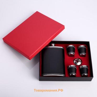 Подарочный набор 6 в 1 «Стиль»: фляжка 270 мл + воронка, 4 рюмки