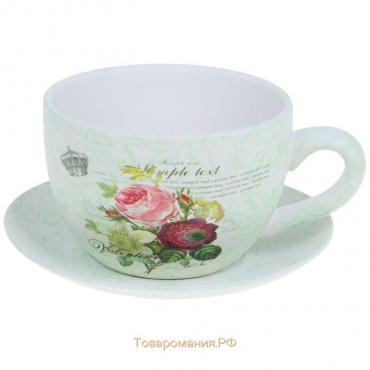 Горшок в форме чашки "Эмма" цветы, 19х15х10см