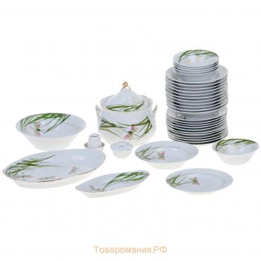 Сервиз столовый фарфоровый «Стрекоза», 37 предметов, 2 вида тарелок