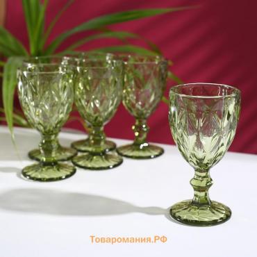 Набор бокалов из стекла Magistro «Круиз», 250 мл, 8×15,3 см, 6 шт, цвет зелёный
