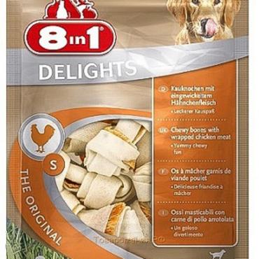 Косточки 8in1 DELIGHTS S для мелких и средних собак, с куриным мясом,  6х11 см (пакет)