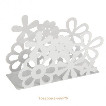 Салфетница «Цветы», 13×4,5×9 см, цвет белый