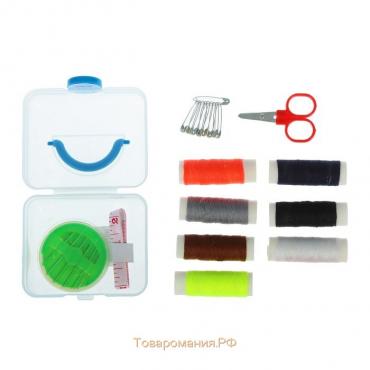 Швейный набор, 31 предмет, в пластиковом контейнере, 7 × 8,5 см, цвет МИКС