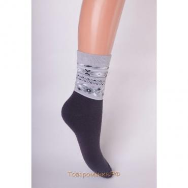 Носки женские махровые, цвет тёмно-серый, размер 23-25