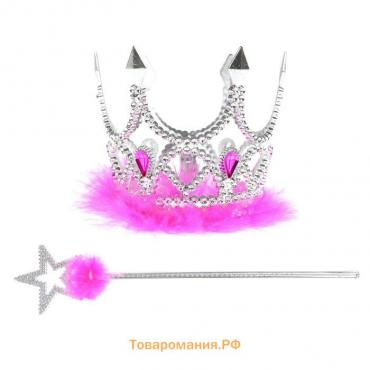 Карнавальный набор «Маленькой принцессы», 2 предмета: жезл, корона на резинке
