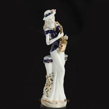 Сувенир керамика "Девушка с саксофоном у колонны" 28х9х6,5 см