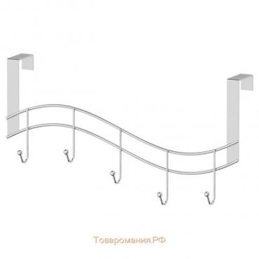 Планка навесная с пятью крючками 39 см, хром