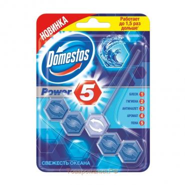 Блок для очищения унитаза Domestos Power 5 «Океан», 55 г