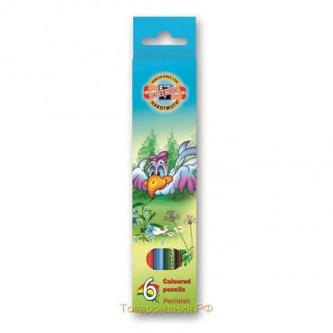 Карандаши 6 цветов Koh-I-Noor 3551, "Птицы", картонная упаковка, европодвес