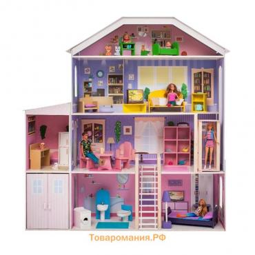Домик кукольный деревянный Paremo «Фантазия», четырёхэтажный, с мебелью, с гаражом, со светом и звуком