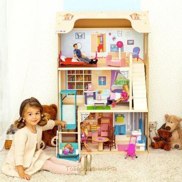 Кукольный домик «Грация» (16 предметов мебели, лестница, лифт, качели)