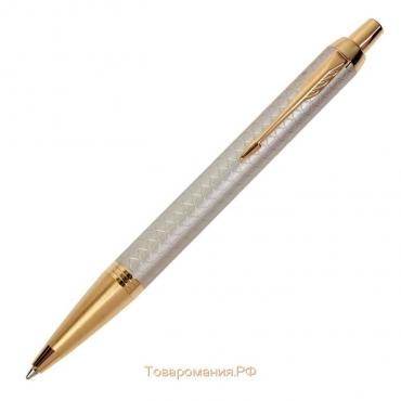 Ручка шариковая Parker IM Premium Grey GT M, корпус из нержавеющей стали серый глянцевый/ золотой, синие чернила (1931687)