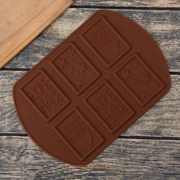 Форма для шоколада Home made, силикон, 26×18×0,5 см, 6 ячеек (7,5×5,2 см), цвет МИКС