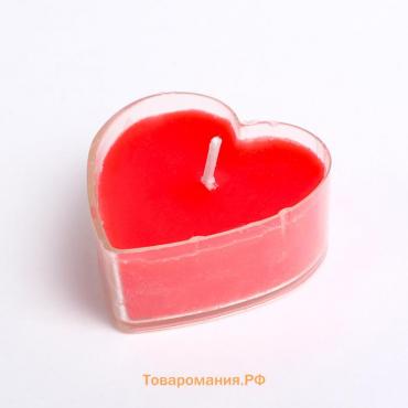 Набор свечей в гильзе "Сердце", красная