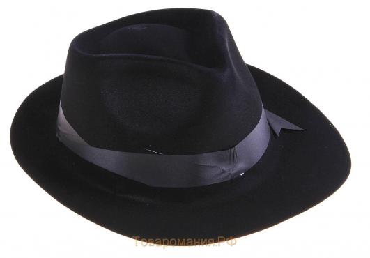Карнавальная шляпа с кантом, р-р 56-58 см, цвет чёрный